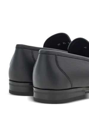 FERRAGAMO Classic Black Leather Moccasins for Men