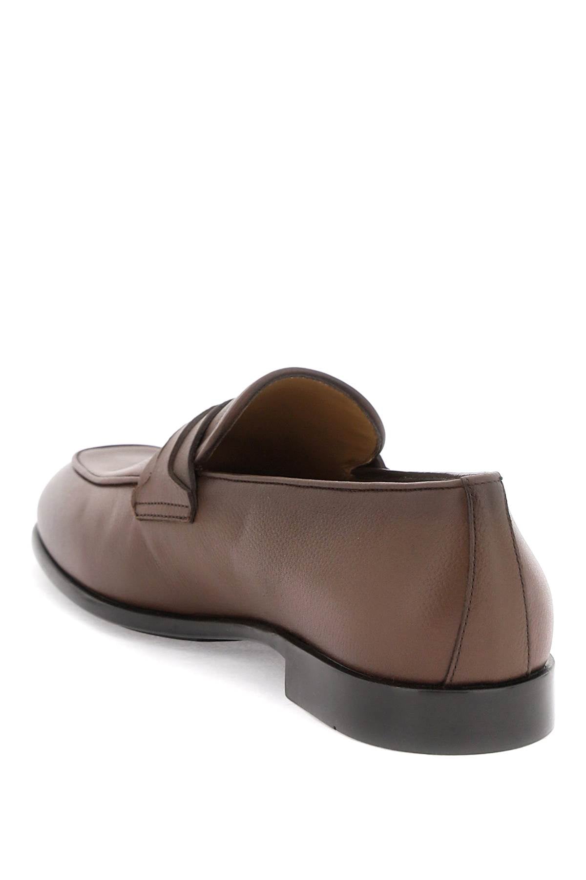 褐色波普纳皮革男士麂皮鞋带钩细节