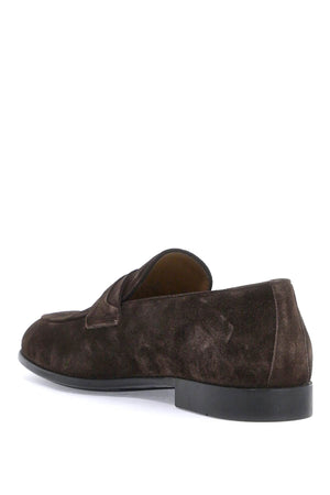 FERRAGAMO Classic Brown Suede Moccasins for Men with Timeless Metal Detail