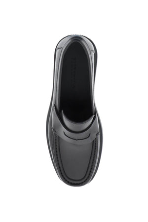 FERRAGAMO Men's Black Leather Moccasins with Embossed Logo Detail