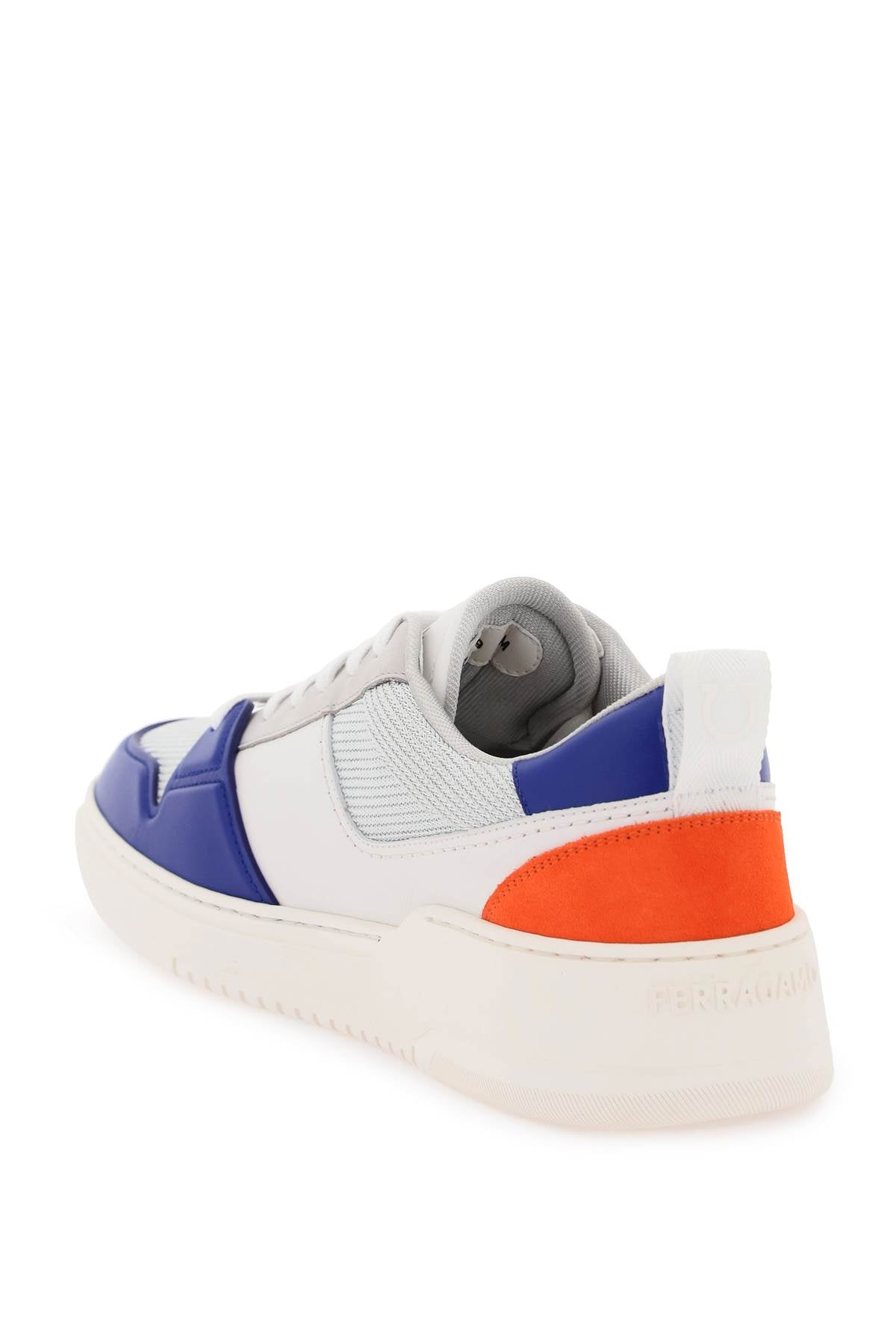 Men's Mixed Colour Leather and Technical Fabric Sneakers by FERRAGAMO