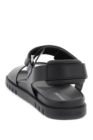 FERRAGAMO Stylish Sport-Inspired Sandals for Men - Smooth Leather with Carrara Marble Sole