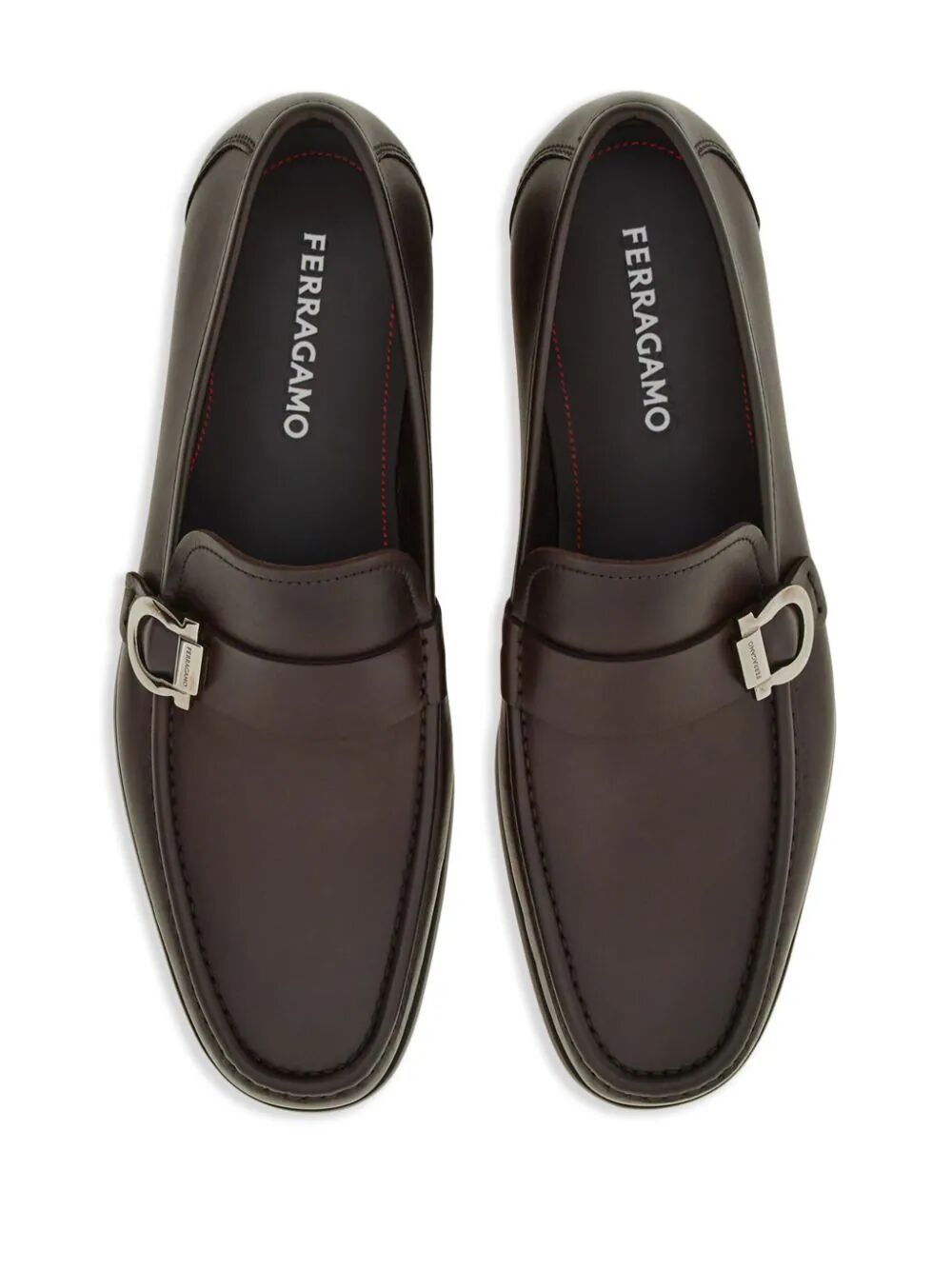 FERRAGAMO Reversible Gancini Hook Loafers for Men - Brown Calf Leather Moccasins
