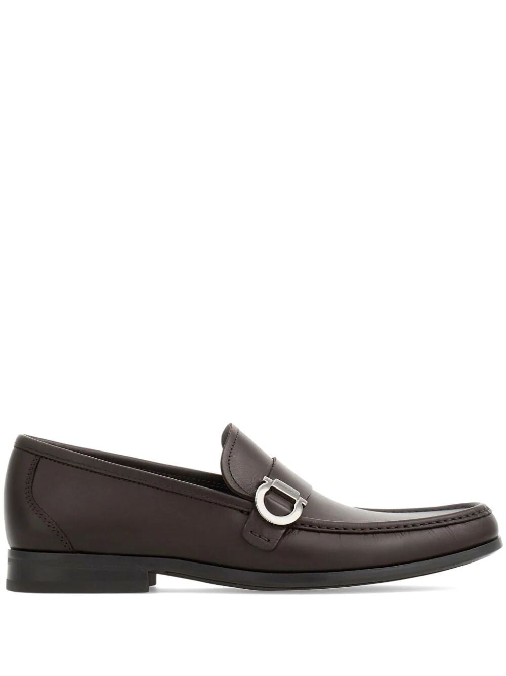 FERRAGAMO Reversible Gancini Hook Loafers for Men - Brown Calf Leather Moccasins