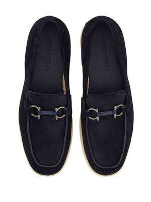 FERRAGAMO Cosimo Navy Suede Moccasins