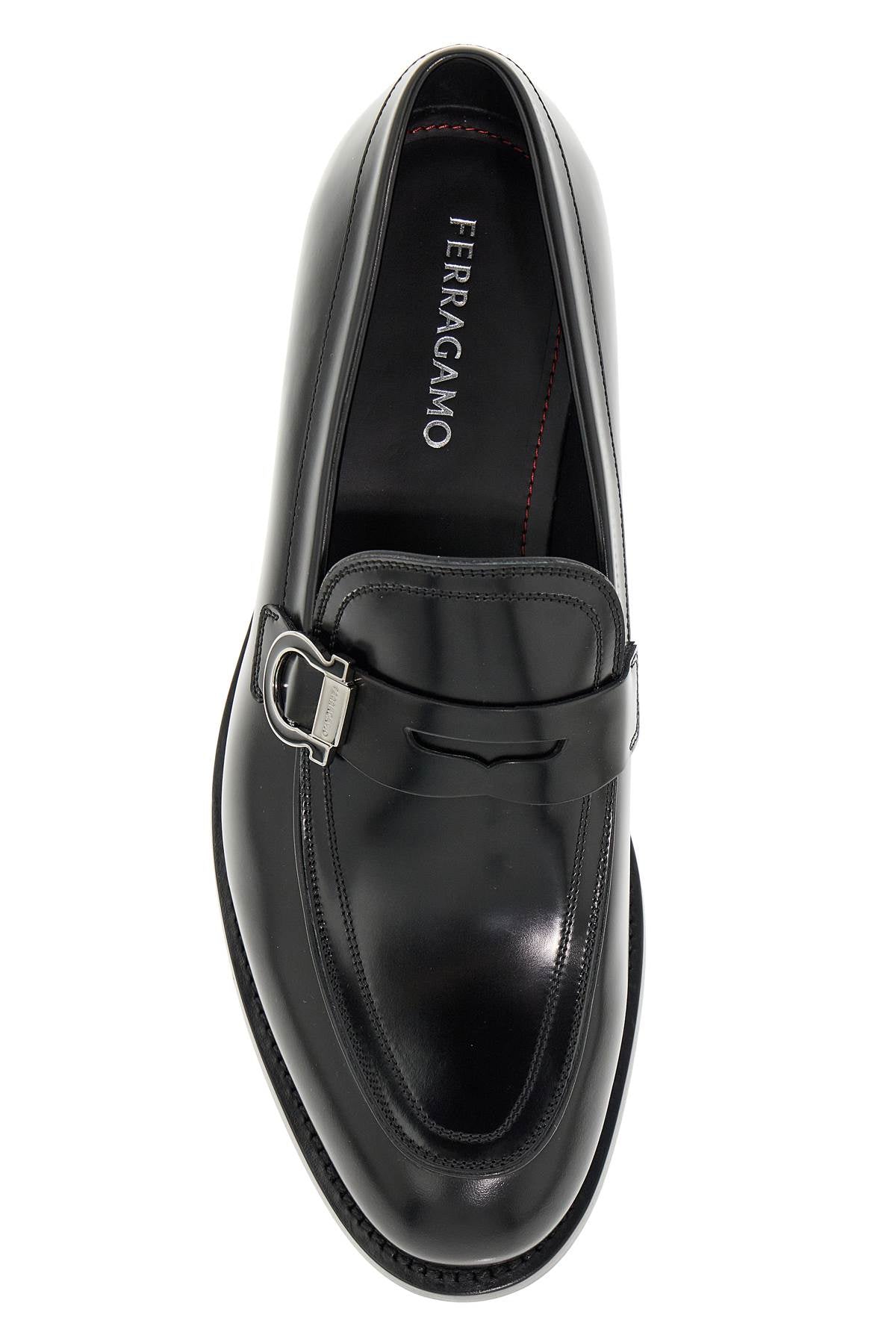 FERRAGAMO Elegant Leather Loafers with Gancini Hook Detail