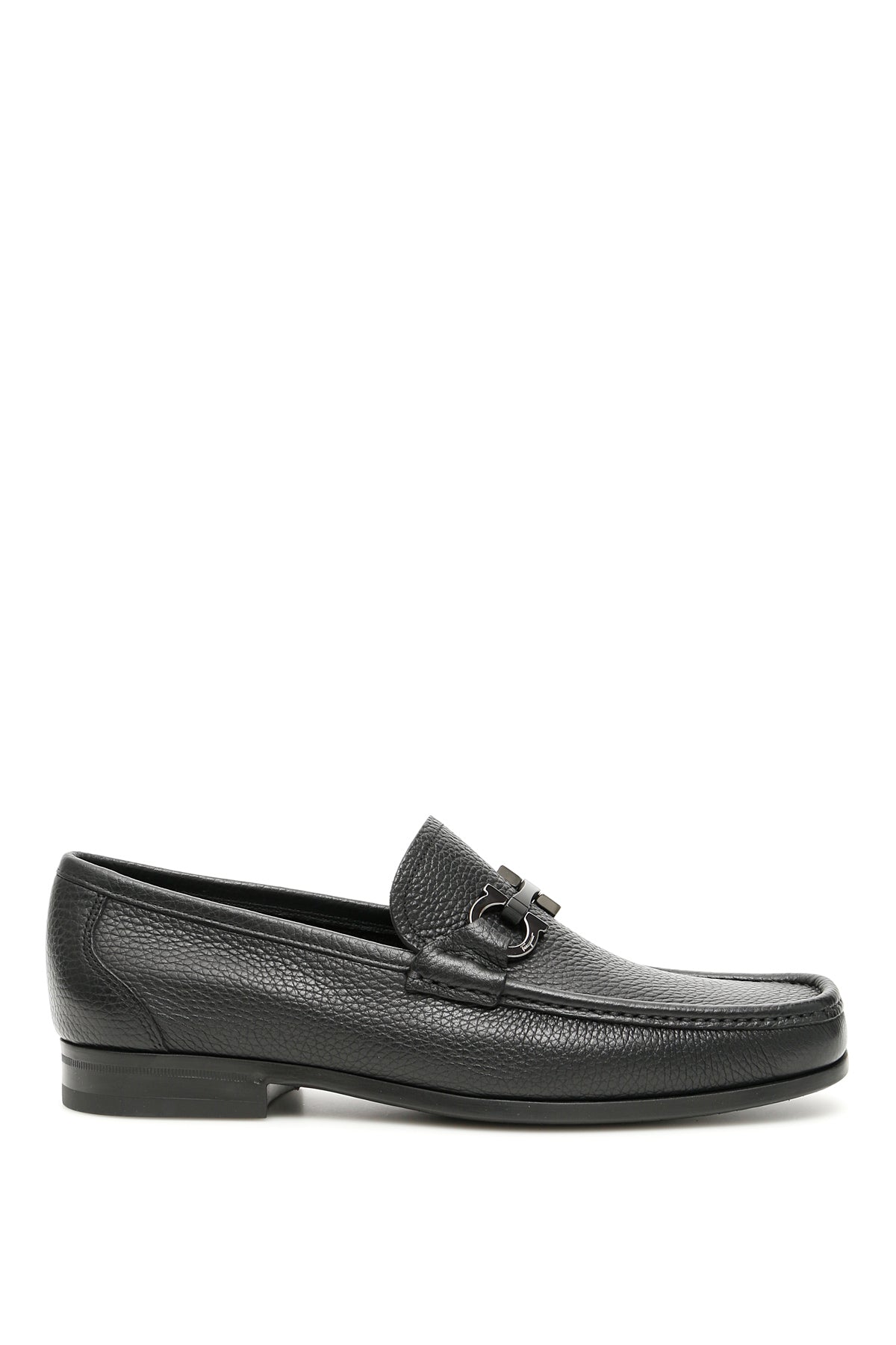 FERRAGAMO Classic Leather Loafers with Signature Buckle - EEE