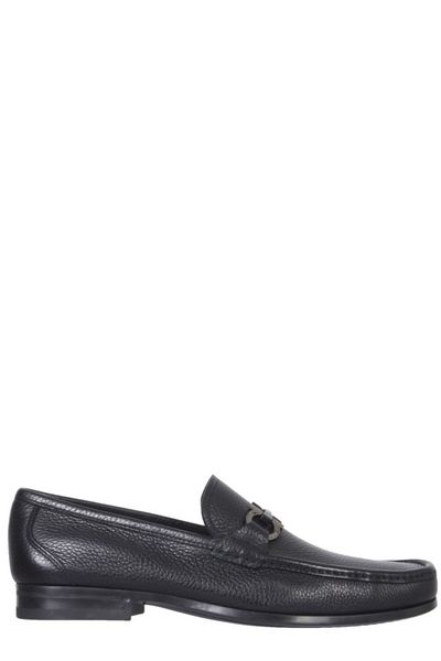 FERRAGAMO Classic Leather Loafers with Signature Buckle - EEE