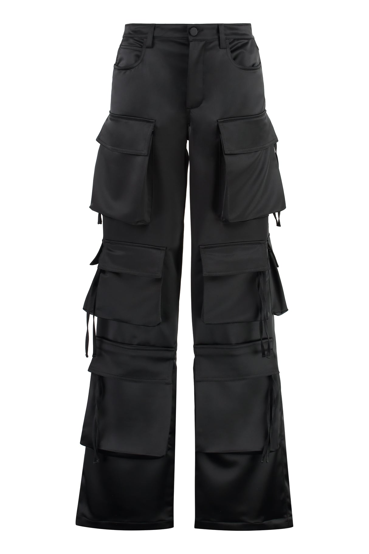 GIUSEPPE DI MORABITO Black Satin Cargo Pants for Women - SS24 Collection