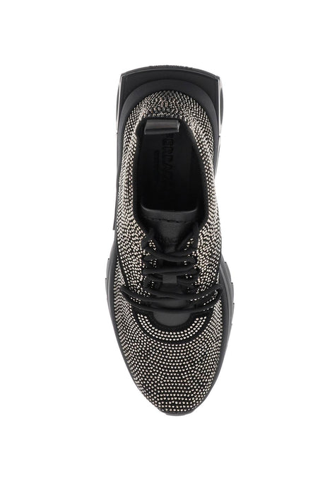 FERRAGAMO Black Rhinestone Studded Running Sneaker for Women