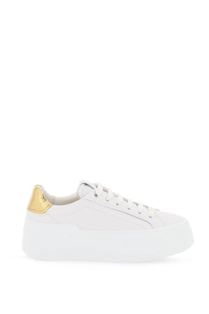 FERRAGAMO Reptile Print Leather Platform Sneaker for Women - White