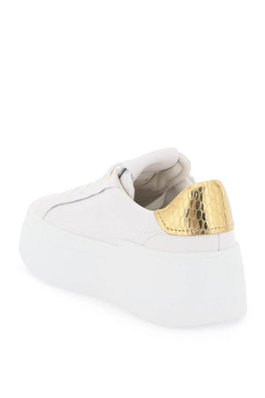 FERRAGAMO Reptile Print Leather Platform Sneaker for Women - White