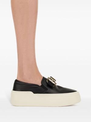 FERRAGAMO Crystal Platform Leather Sneakers