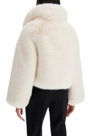 GIUSEPPE DI MORABITO Mini Faux Fur Jacket with Scarf Collar