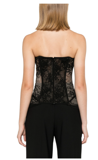 GIUSEPPE DI MORABITO Black Tulle Overlay Bustier Top