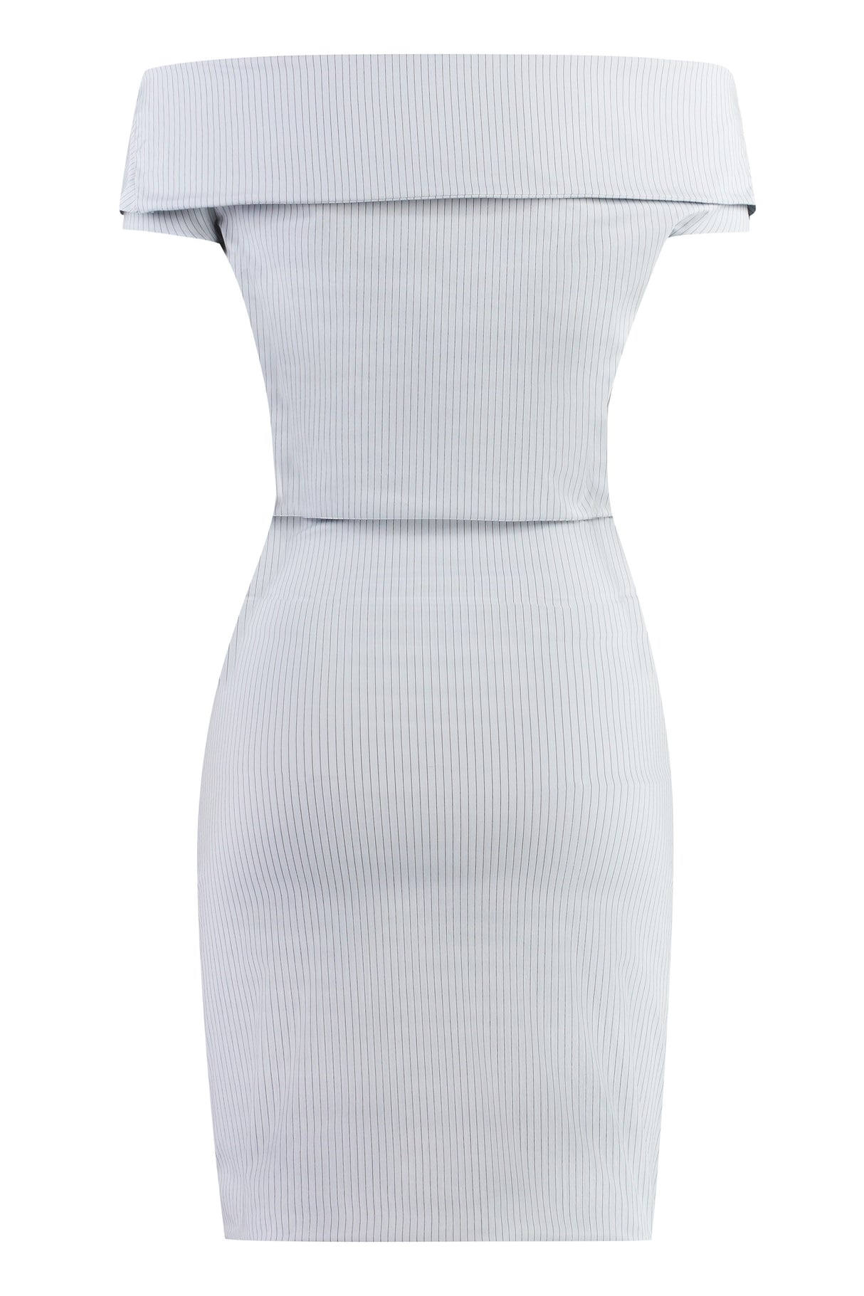 Grey Striped Dress with Front Buttons - SS24 Collection