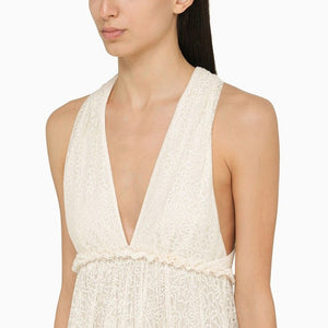 PHILOSOPHY DI LORENZO SERAFINI White Lace Flounced Long Dress for Women - SS24 Collection