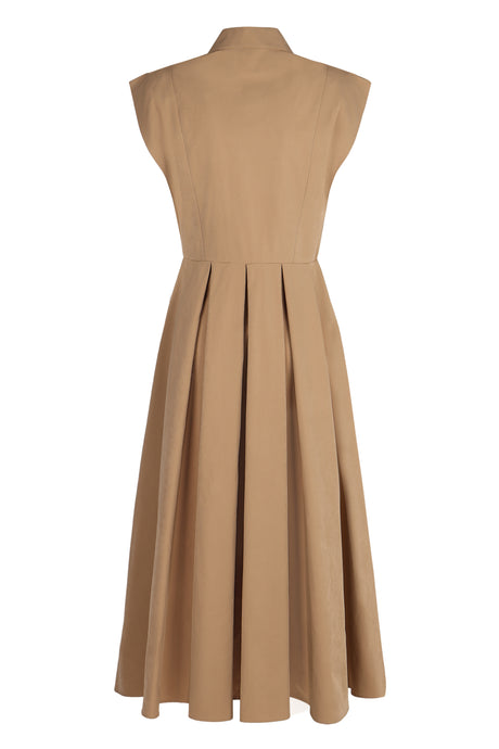 PHILOSOPHY DI LORENZO SERAFINI Sleeveless Longuette Dress with Classic Collar and Pleated Skirt