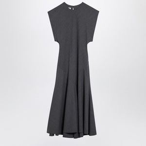 PHILOSOPHY DI LORENZO SERAFINI Elegant Grey Midi Dress with Cut-Out Back and Shoulder Detail