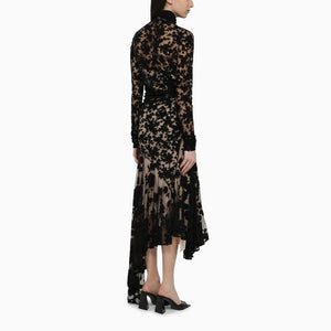 PHILOSOPHY DI LORENZO SERAFINI Black Asymmetrical Viscose Dress with High Collar for Women