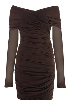 PHILOSOPHY DI LORENZO SERAFINI Elegant Draped Mini Dress with Removable Sleeves