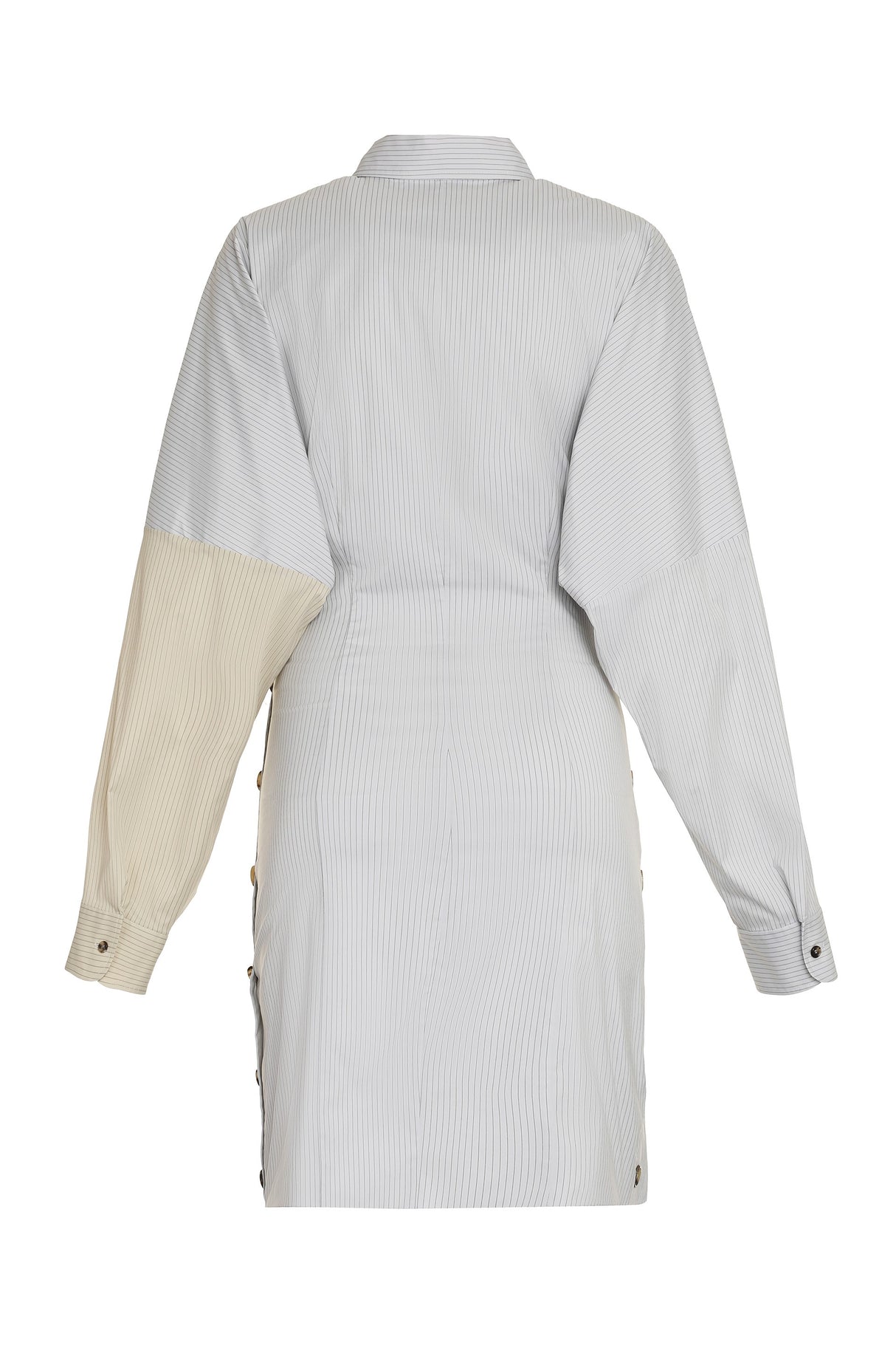 PHILOSOPHY DI LORENZO SERAFINI Gray Striped Dress with Shirt-Style Collar and Cuffs for Women