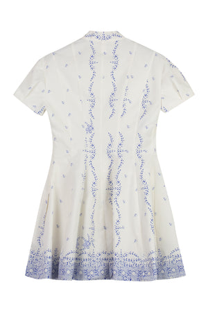 PHILOSOPHY DI LORENZO SERAFINI White Poplin Mini Dress with Flared Skirt and Side Pockets for Women