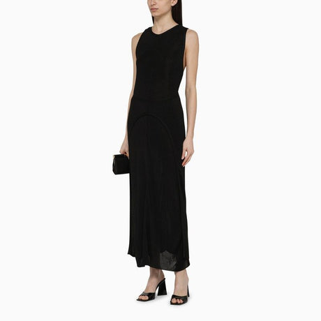 PHILOSOPHY DI LORENZO SERAFINI Sleeveless Black Viscose Midi Dress with Back Neckline Detail