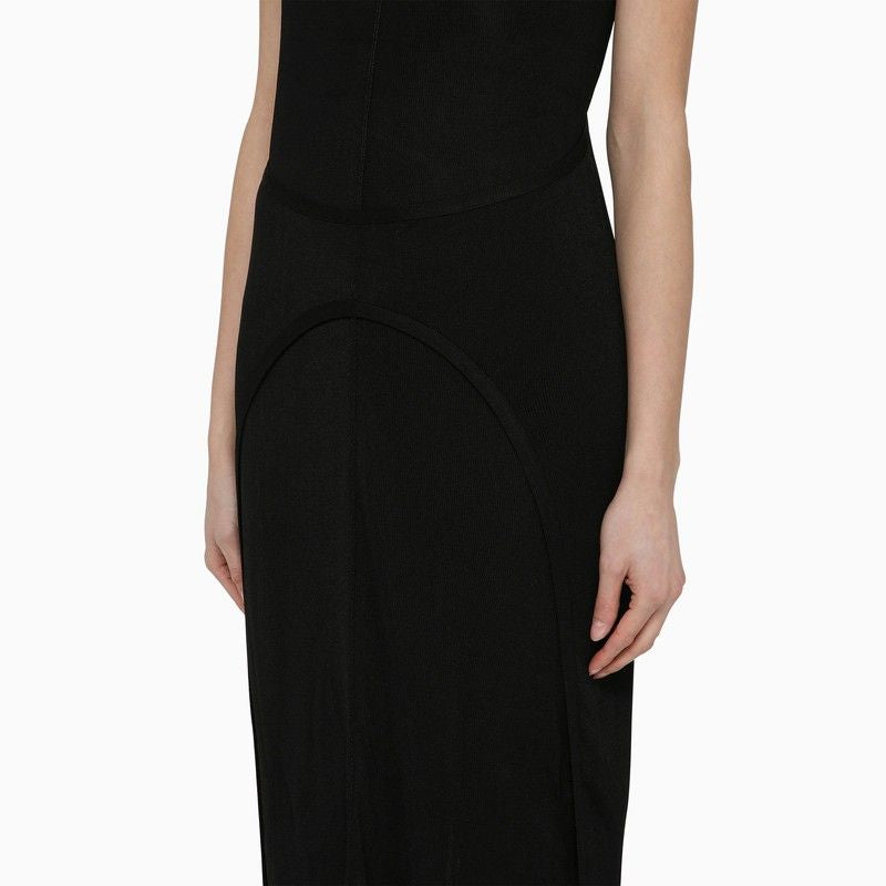 PHILOSOPHY DI LORENZO SERAFINI Sleeveless Black Viscose Midi Dress with Back Neckline Detail