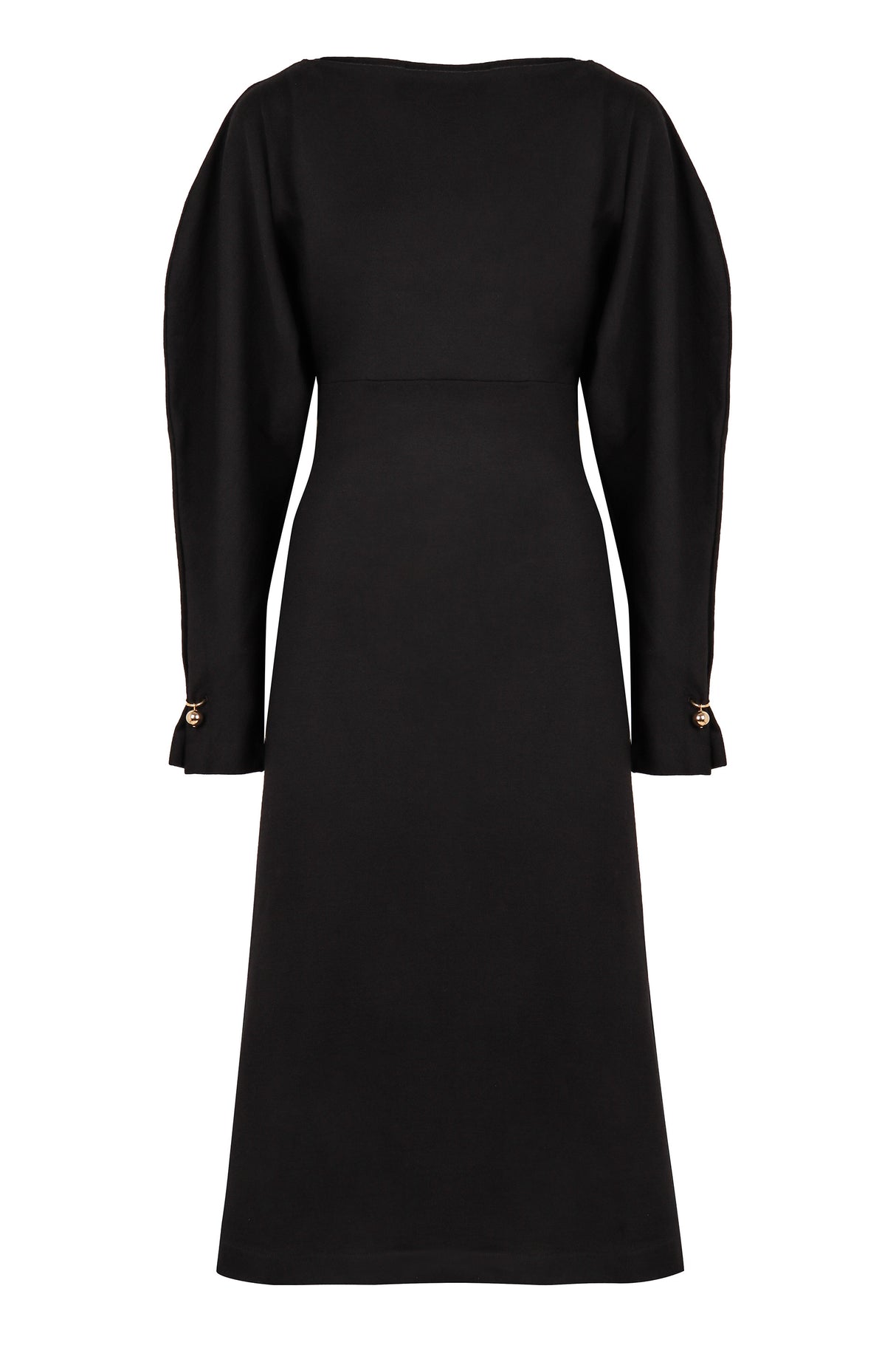 PHILOSOPHY DI LORENZO SERAFINI Elegant Black Wool-Blend Midi Dress