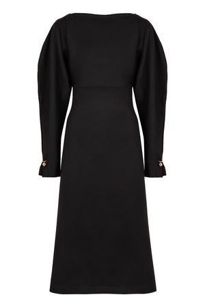 PHILOSOPHY DI LORENZO SERAFINI Elegant Black Wool-Blend Midi Dress