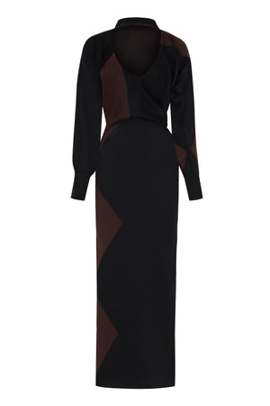 PHILOSOPHY DI LORENZO SERAFINI Elegant Long Knit Dress with Back Cut-Out