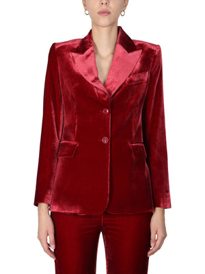 BOUTIQUE MOSCHINO Elegant Velvet Jacket with Peaked Lapels