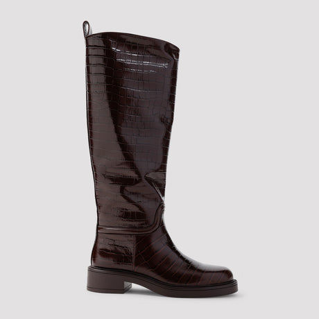 STUART WEITZMAN Celia Leather Riding Boots - Heel Height: 4cm