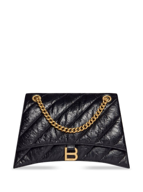 BALENCIAGA Crushed Media Satchel with Chain - 31 x 19.8 x 6.8 cm