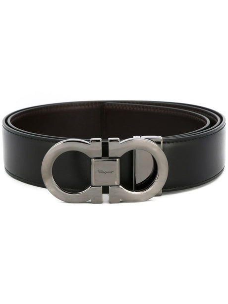 Ferragamo Smooth Leather Reversible Gancini Hook Belt - 3.5 cm