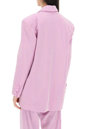 معطف قطني وردي مزين بالكريستال الأصلي للسيدات من مصمم الأزياء الإيطالي SS23