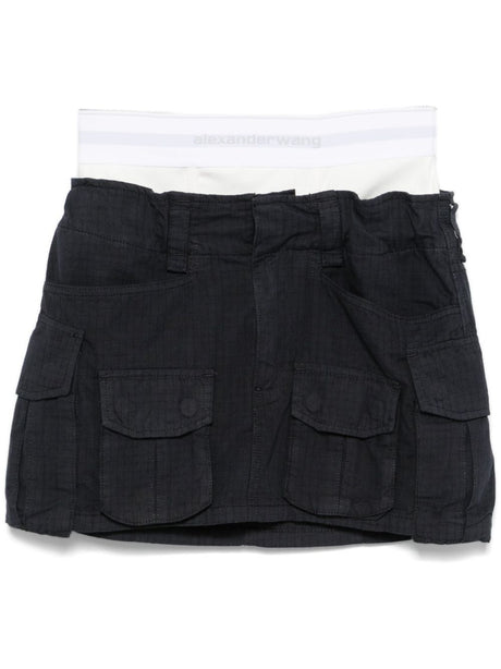 ALEXANDER WANG Stylish Mini Cargo Skirt with Logo Waistband