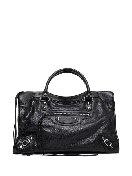 BALENCIAGA Grained Calf Leather Medium Tote Handbag - 38.5 x 24 x 13.5 cm