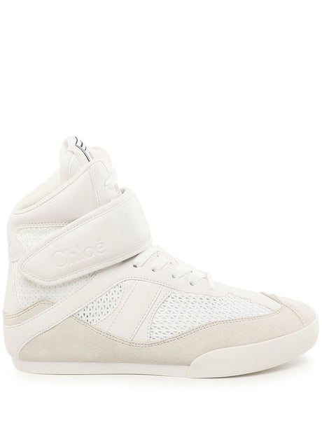 CHLOÉ High-Top Mesh and Suede Sneakers