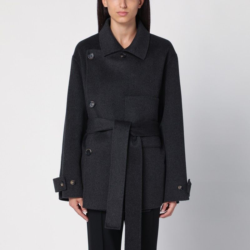 PHILOSOPHY DI LORENZO SERAFINI Elegant Grey Wool Belted Jacket