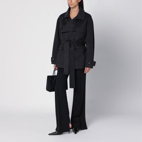 PHILOSOPHY DI LORENZO SERAFINI Elegant Grey Wool Belted Jacket