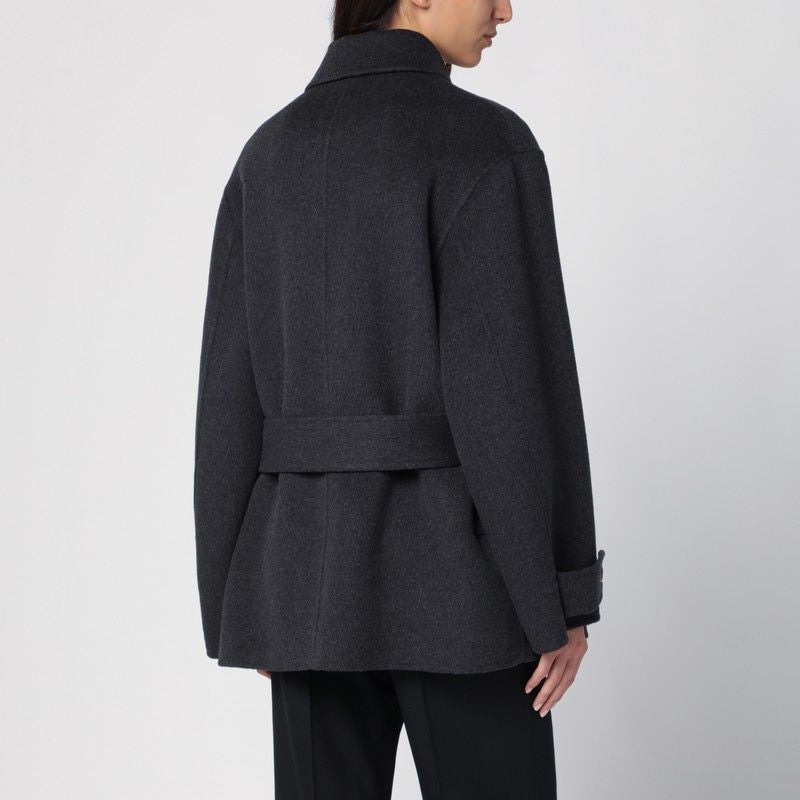 PHILOSOPHY DI LORENZO SERAFINI Elegant Grey Wool Belted Jacket