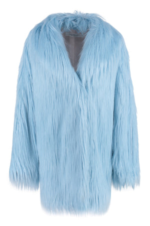 穿不輸染冬-FW22季的女款藍色超大虛假毛外套
