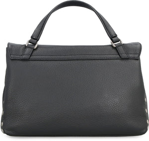 Daily Collection Grainy Leather Handbag with Decorative Studs in Black