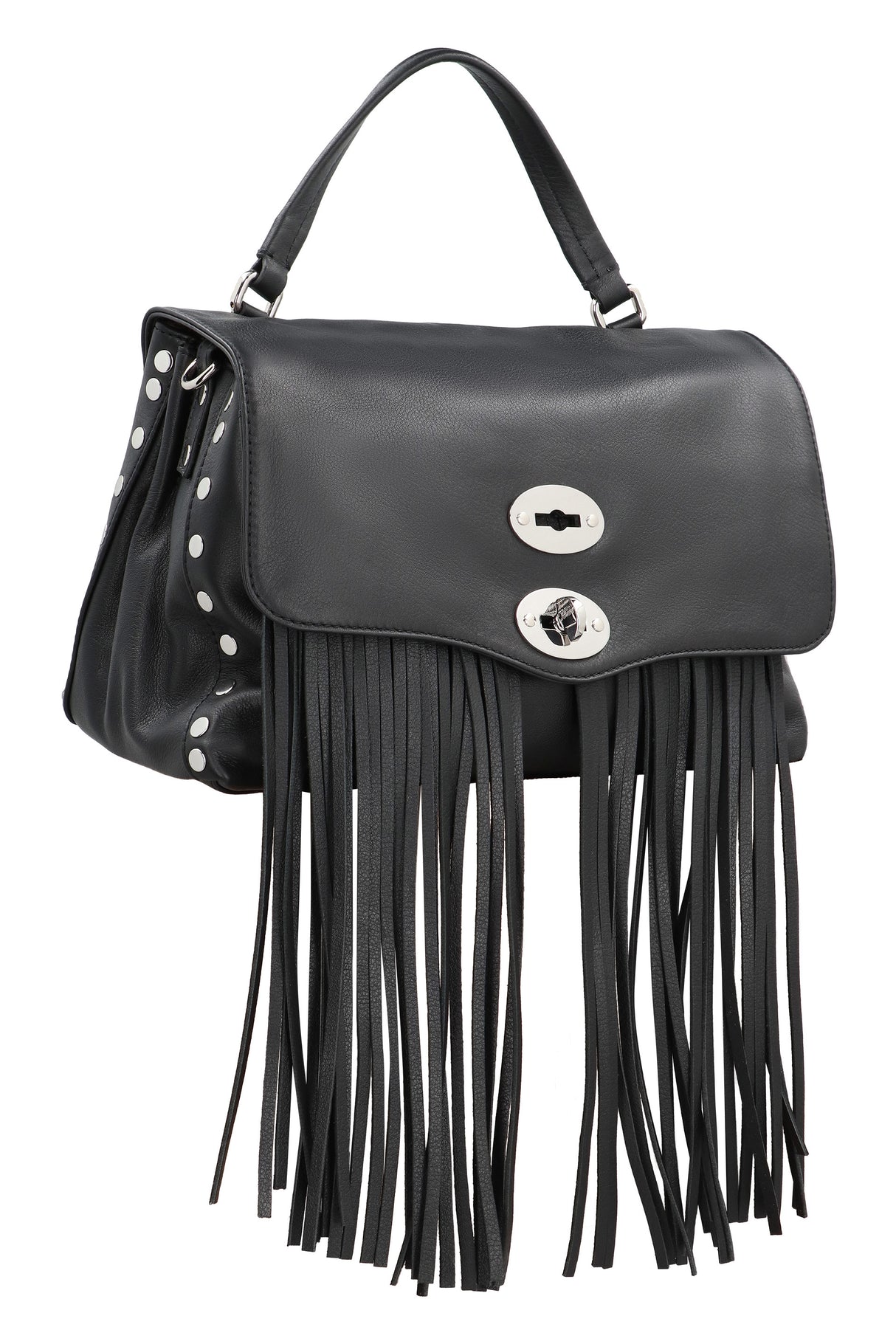 ZANELLATO Postman S Leather Handbag - Grainy Leather, Fringe Details, Silver-Tone Hardware