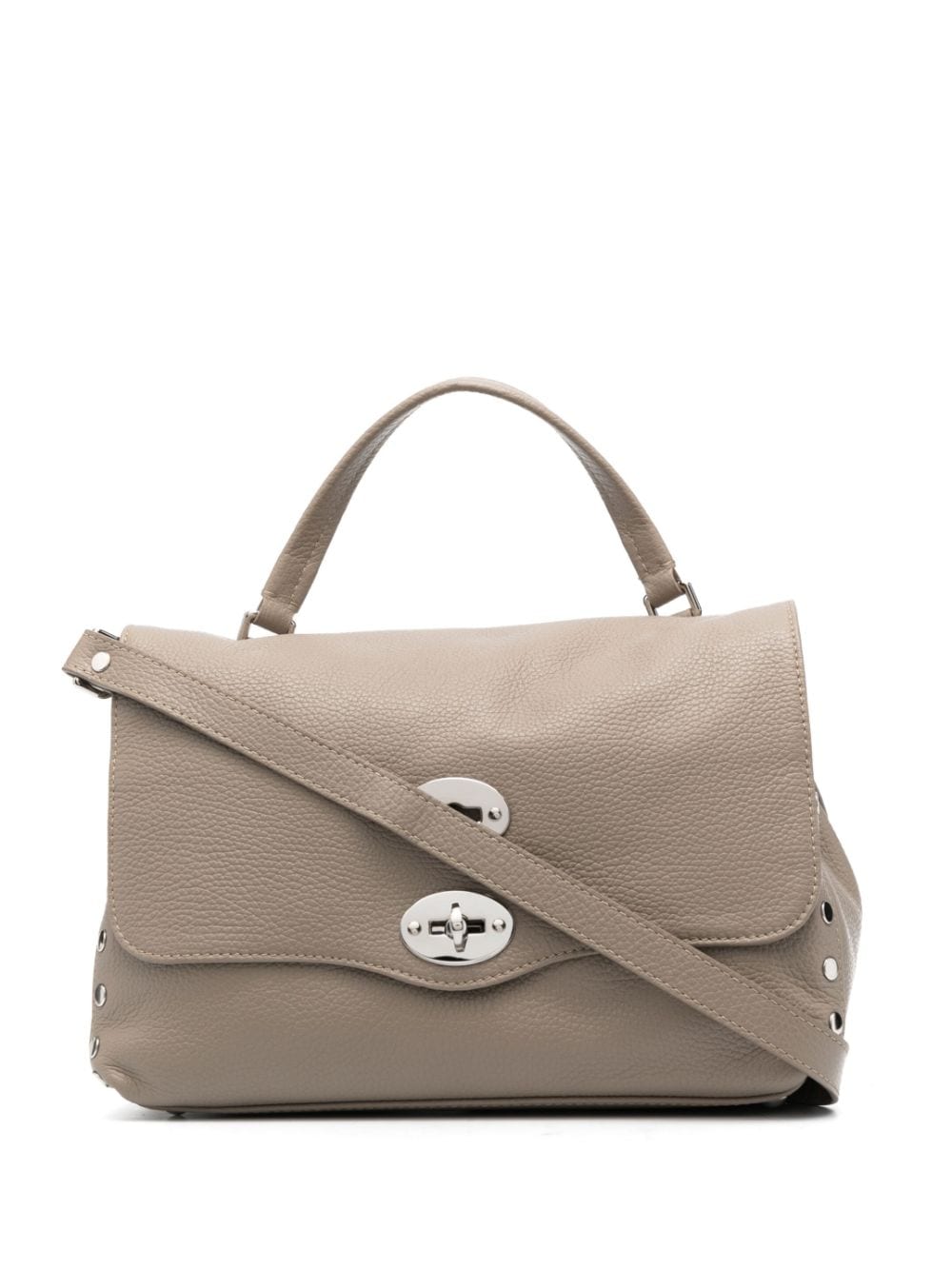 ZANELLATO Mini Leather Handbag with Silver-Tone Details