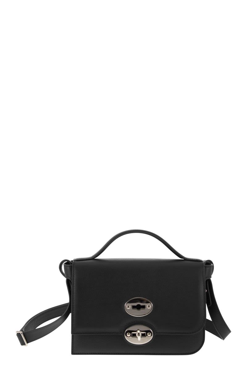 Minimalist Square Handbag with Detachable Shoulder Strap and Flap Closure