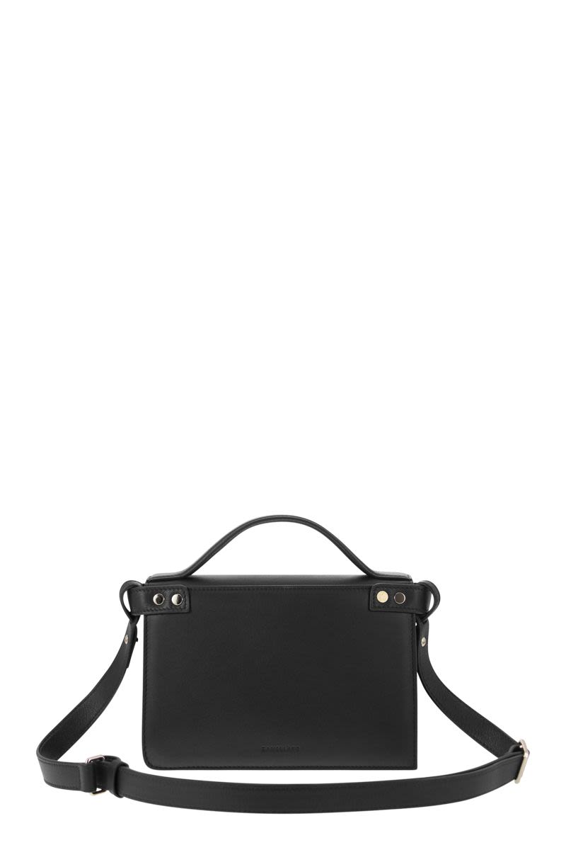 ZANELLATO Minimalist Square Handbag with Detachable Shoulder Strap and Flap Closure