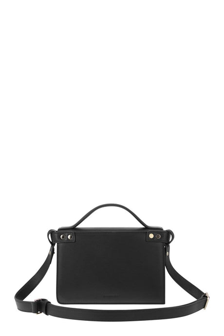 Minimalist Square Handbag with Detachable Shoulder Strap and Flap Closure